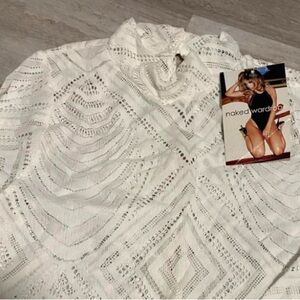 Naked Wardrobe White Crochet Swim Cover-Up